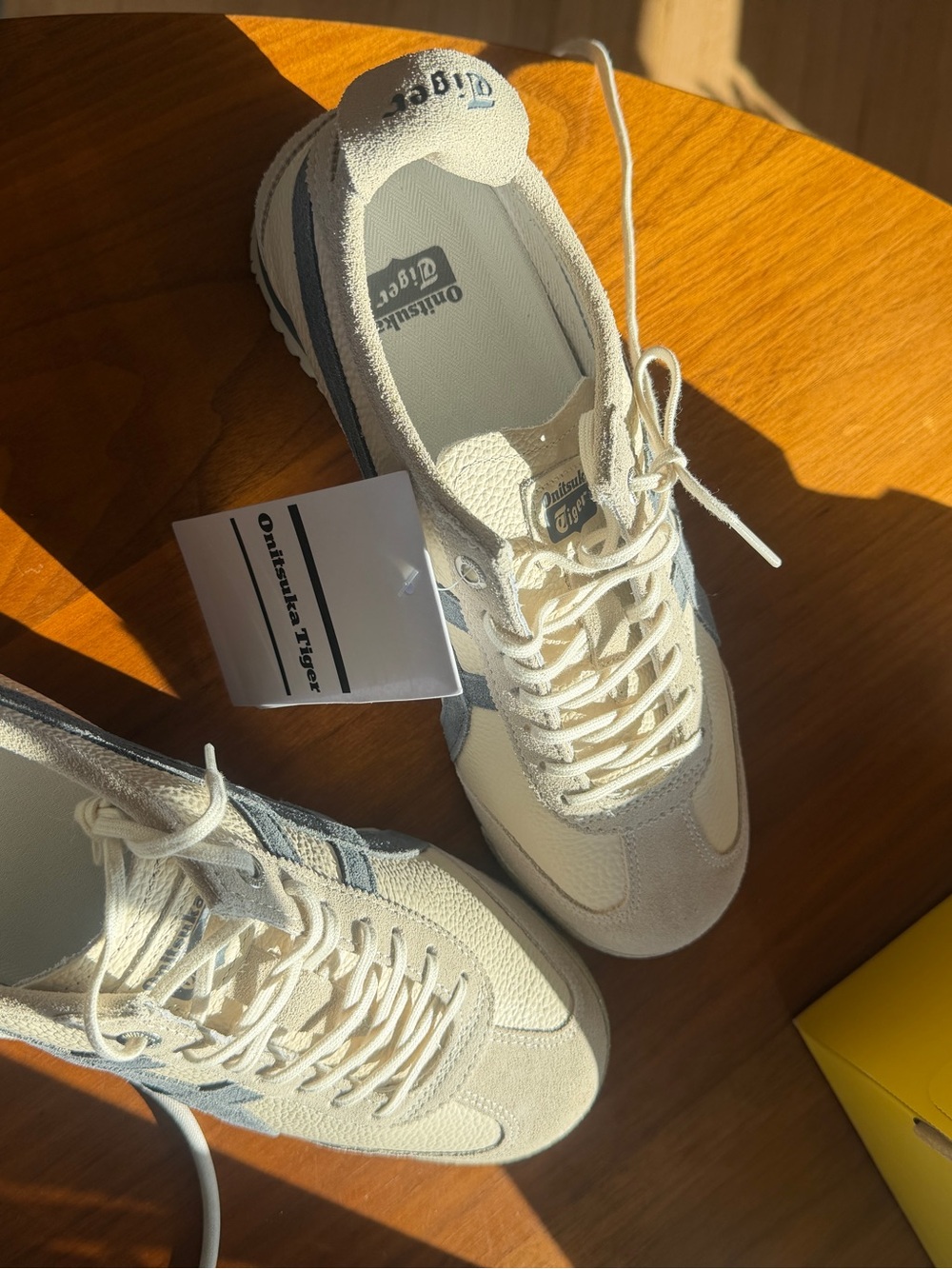 Onitsuka Tiger by Asics women’s Cream and Light Gray/blue Sneakers.